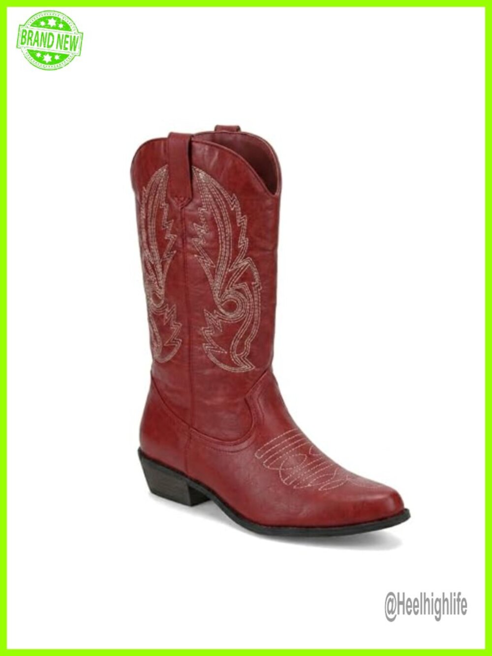 Faux Leather Mid-Calf Cowboy Boots with Block Heel